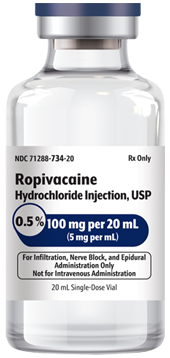 Ropivacaine Hydrochloride Injection, USP 0.5%, 100 mg per 20 mL